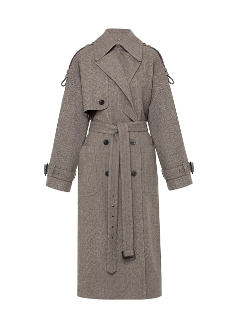Brown Double Breasted Cashmere Trench, 3 Brown Double Breasted Cashmere Trench, 3
