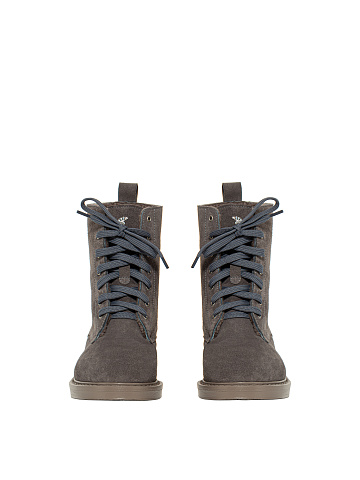 Grey Velour & Fur Lace Up Boots, 2