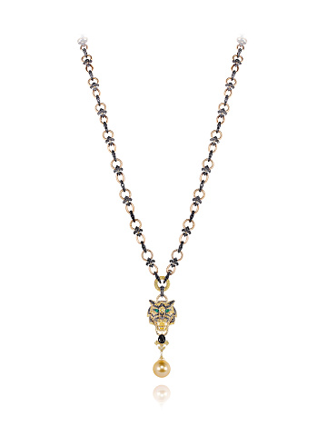 Gold, Diamonds & Pearl Tiger Necklace, 1