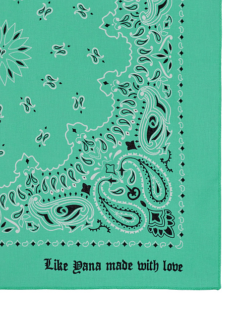 Mint Green Cotton Paisley Printed Bandana, 2 Mint Green Cotton Paisley Printed Bandana, 2