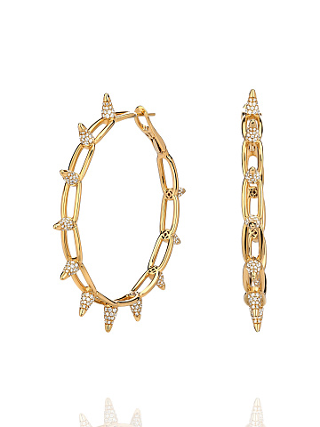 Spike hoops made of yellow gold with diamonds, 1