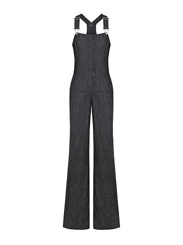 Black denim jumpsuit with rhinestones, 1