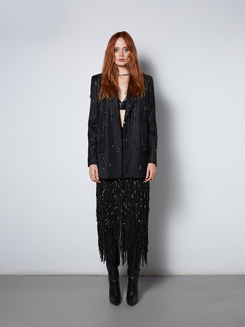 Black Sequined Midi Skirt, 4