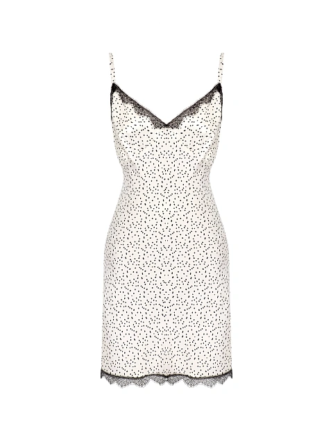 White & Black Lace Trim Polka Dot Mini Dress, 1 White & Black Lace Trim Polka Dot Mini Dress, 1