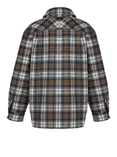 Dark Brown Checked Navy Faux Fur Lined Shirt, 2 Dark Brown Checked Navy Faux Fur Lined Shirt, 2