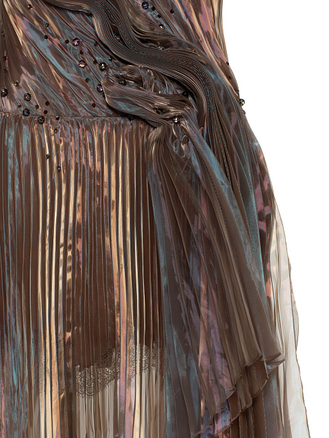 Brown Plisse Organza Maxi Dress, 5 Brown Plisse Organza Maxi Dress, 5