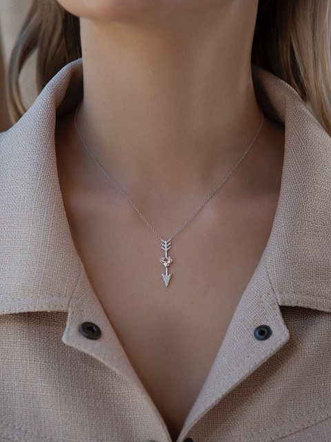 White Gold, Morganite & Round-cut Diamonds Necklace, 2