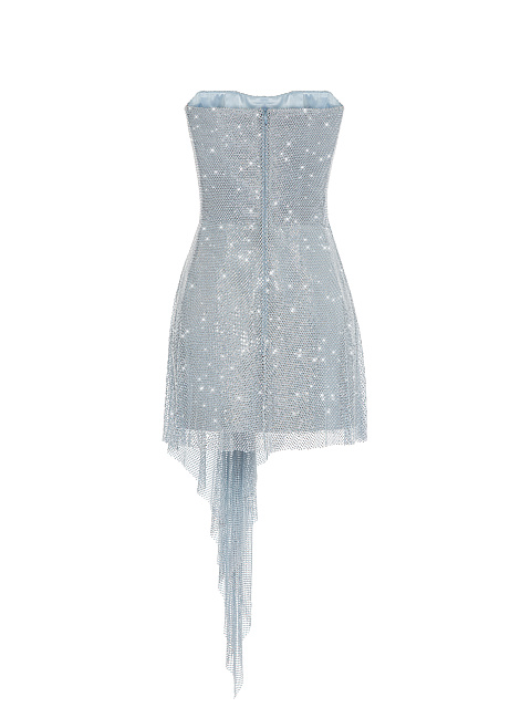 Light Blue Rhinestone Mesh Mini Dress, 2 Light Blue Rhinestone Mesh Mini Dress, 2