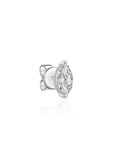 White gold single earring with marquise-cut LG diamond, 1