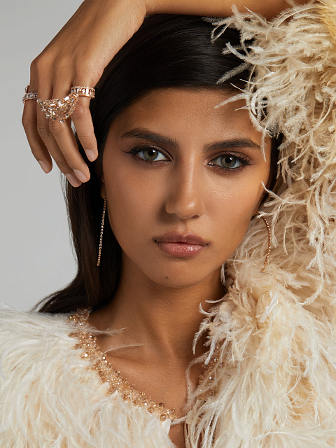 Rose Gold & Brown Diamonds Tassel Ring, 5