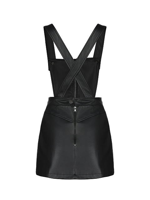Black Faux Leather Suspender Skirt, 2 Black Faux Leather Suspender Skirt, 2