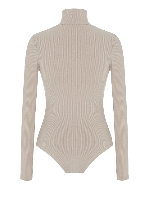 Beige Cotton Turtleneck Bodysuit, 2 Beige Cotton Turtleneck Bodysuit, 2