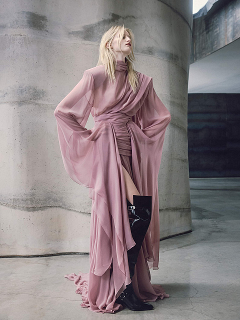 Draped chiffon dress, 2