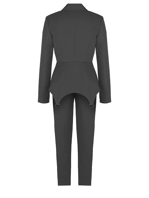 Grey Double-Breasted Peplum Pantsuit, 2 Grey Double-Breasted Peplum Pantsuit, 2