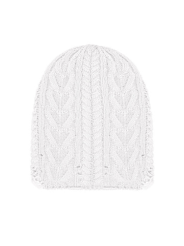 White Distressed Cotton Beanie, 1