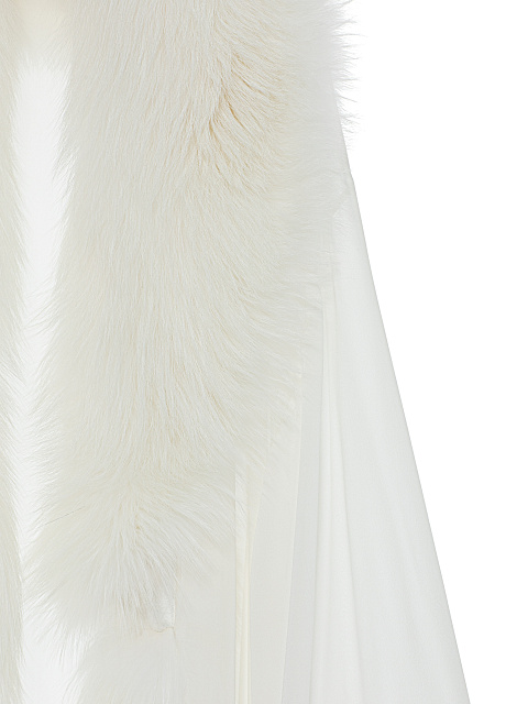 White chiffon cape with fur, 3