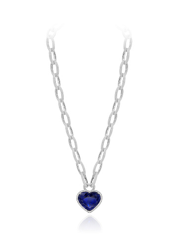 Heart Tanzanite, Round Diamond & White Gold Necklace, 2
