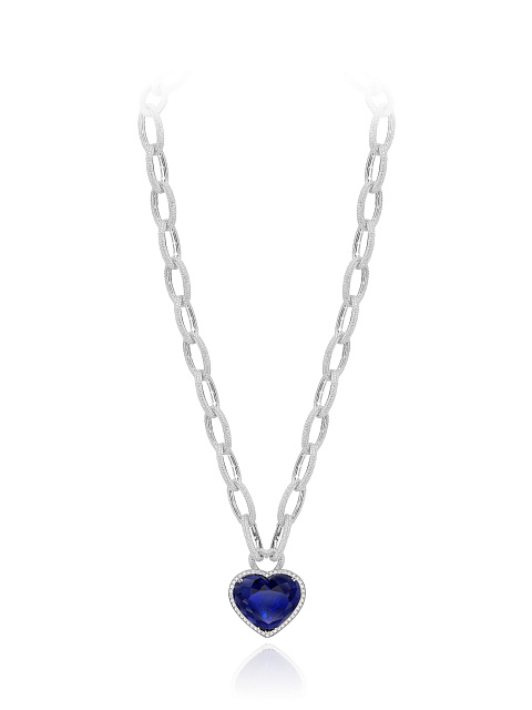 Heart Tanzanite, Round Diamond & White Gold Necklace, 2