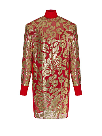 Red velvet devoré midi dress, 1