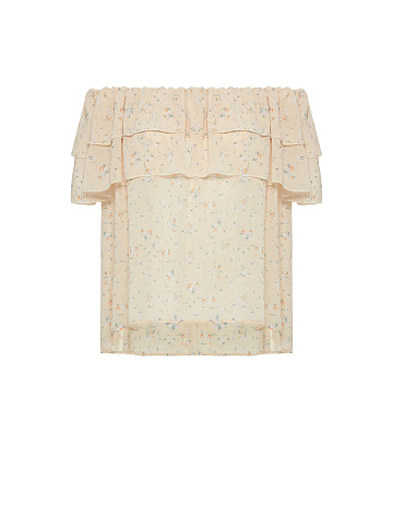 Beige Chiffon Off Shoulder Top, 1