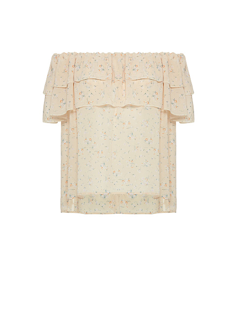 Beige Chiffon Off Shoulder Top, 1 Beige Chiffon Off Shoulder Top, 1