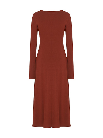 Brown Rayon Jersey Midi Dress, 2