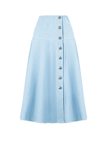 Blue Denim Midi Skirt, 1