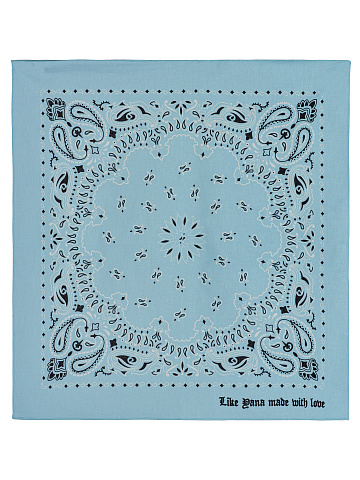 Light Blue Cotton Paisley Printed Bandana, 1