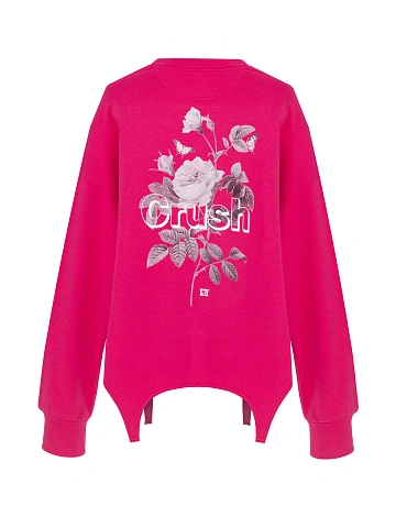 Hot Pink Printed Cotton Sweatshirt, 2