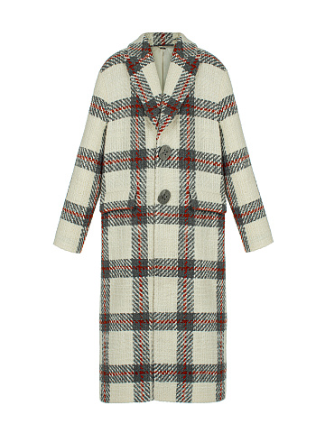 White Oversized Check Wool Coat, 1