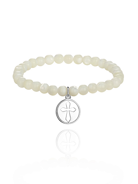 Silver & Mother of Pearl Beaded Bracelet, 1