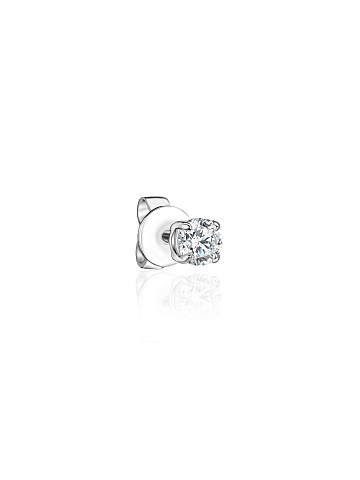 Round Lab Grown Diamond & White Gold Earring, 1