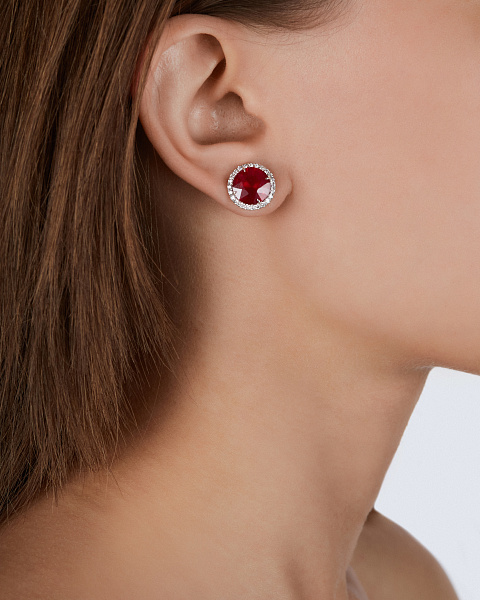 White Gold, Ruby & Diamonds Earrings, 2