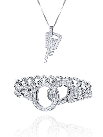 White Gold & Diamonds Pendant & Bracelet Set, 1