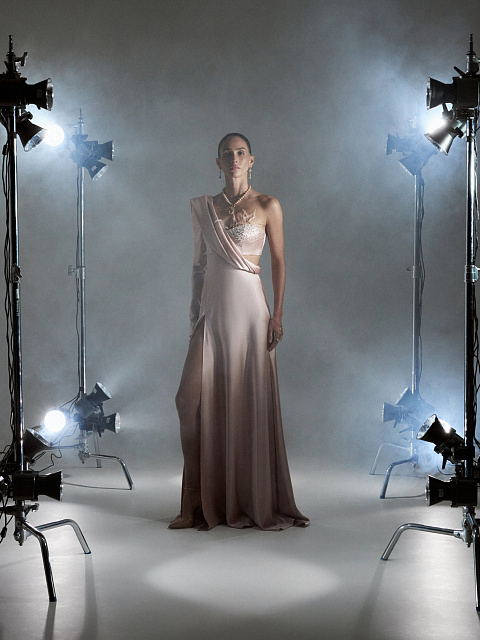 Dust Pink Asymmetric Draped Silk Maxi Dress, 10 Dust Pink Asymmetric Draped Silk Maxi Dress, 10