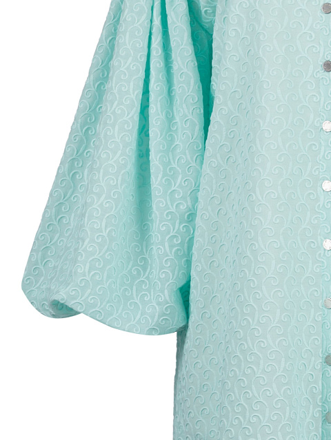 Mint Green Lace Cotton Shirt Dress, 3