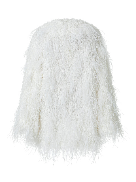 White fur coat with feathers, 2