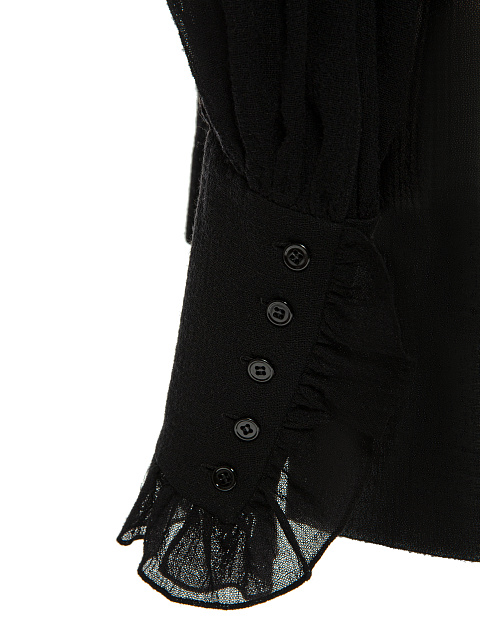 Black Cotton Embroidered Ruffled Shirt, 4 Black Cotton Embroidered Ruffled Shirt, 4