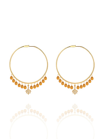 Medium-sized yellow gold hoops with citrines, 1