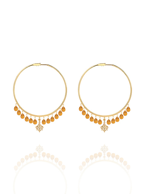 Medium-sized yellow gold hoops with citrines, 1