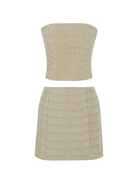 Beige Crocodile Leather Set, 1