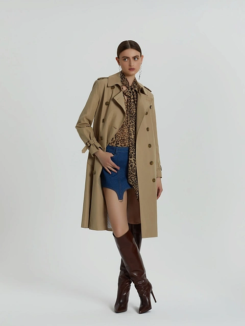 Beige Cotton Trench Coat, 6 Beige Cotton Trench Coat, 6