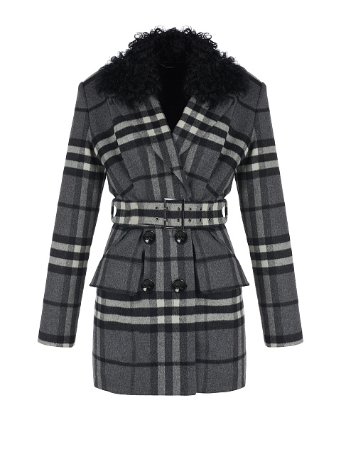 Grey Checkered Wool Coat, 1 Grey Checkered Wool Coat, 1