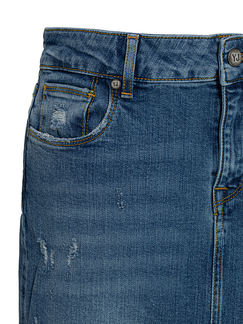 Blue Raw Edge Denim Maxi Skirt, 4