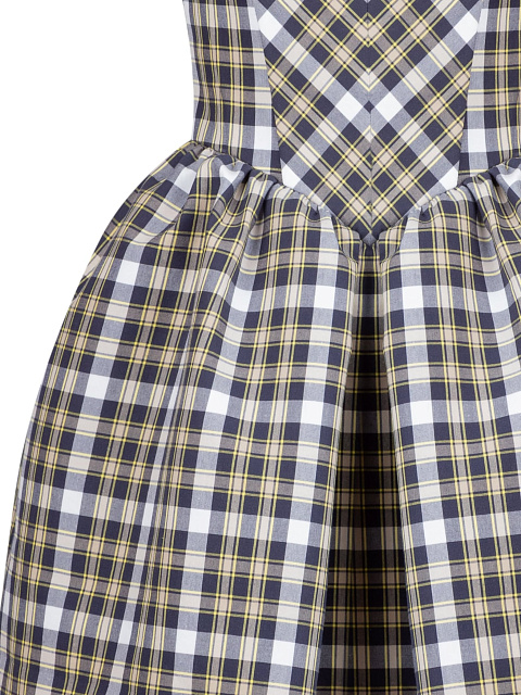 Yellow & Blue Cotton Mini Dress, 3