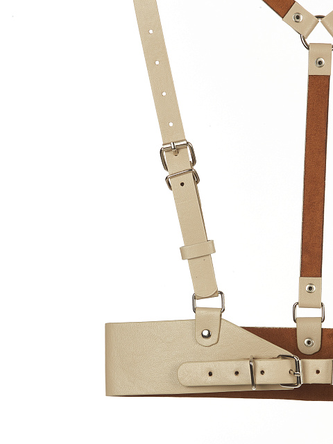 Oatmeal Faux Leather Harness, 3 Oatmeal Faux Leather Harness, 3