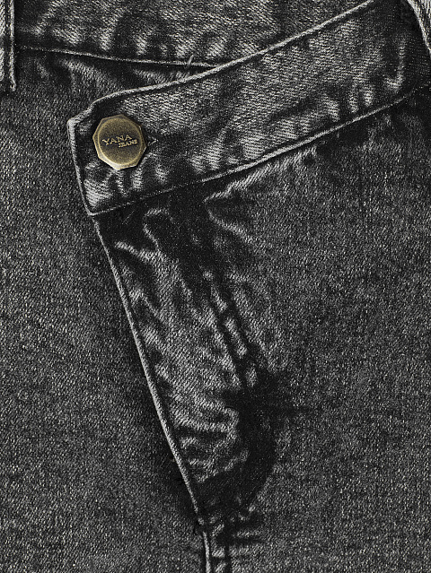 Washed Black Asymmetric Closure Jeans, 3