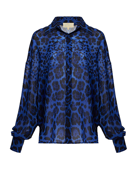 Blue Leopard Chiffon Shirt, 1 Blue Leopard Chiffon Shirt, 1