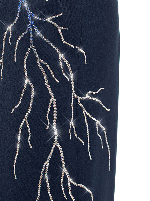 Blue Rhinestones Wool Pant Suit, 8