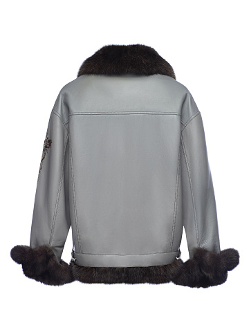 Grey Sable Fur Leather Jacket, 2